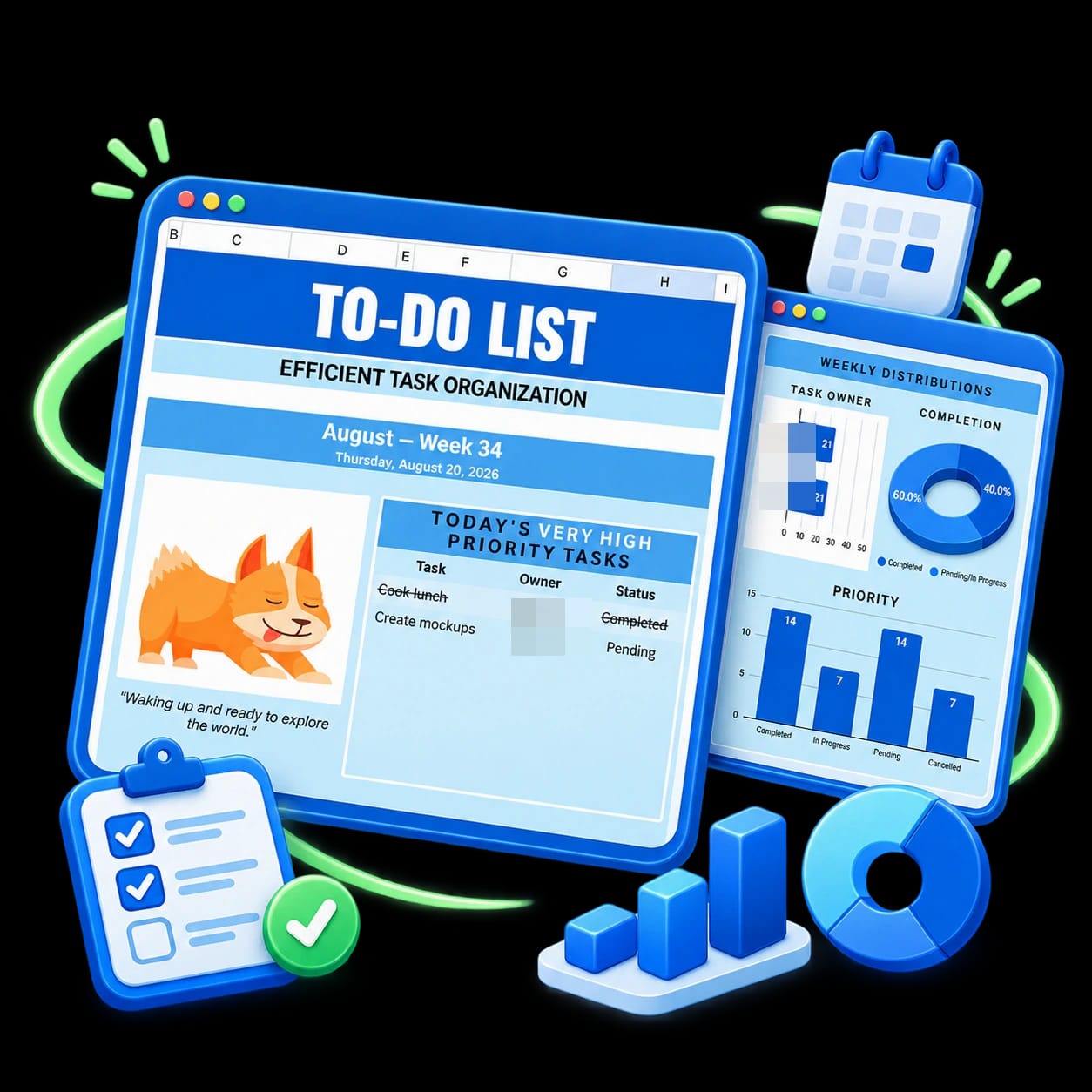 Tasks Tracker weekly planning interface