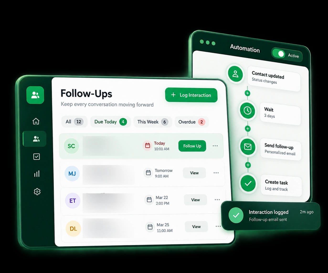 Client Follow-Up Workflow interface overview