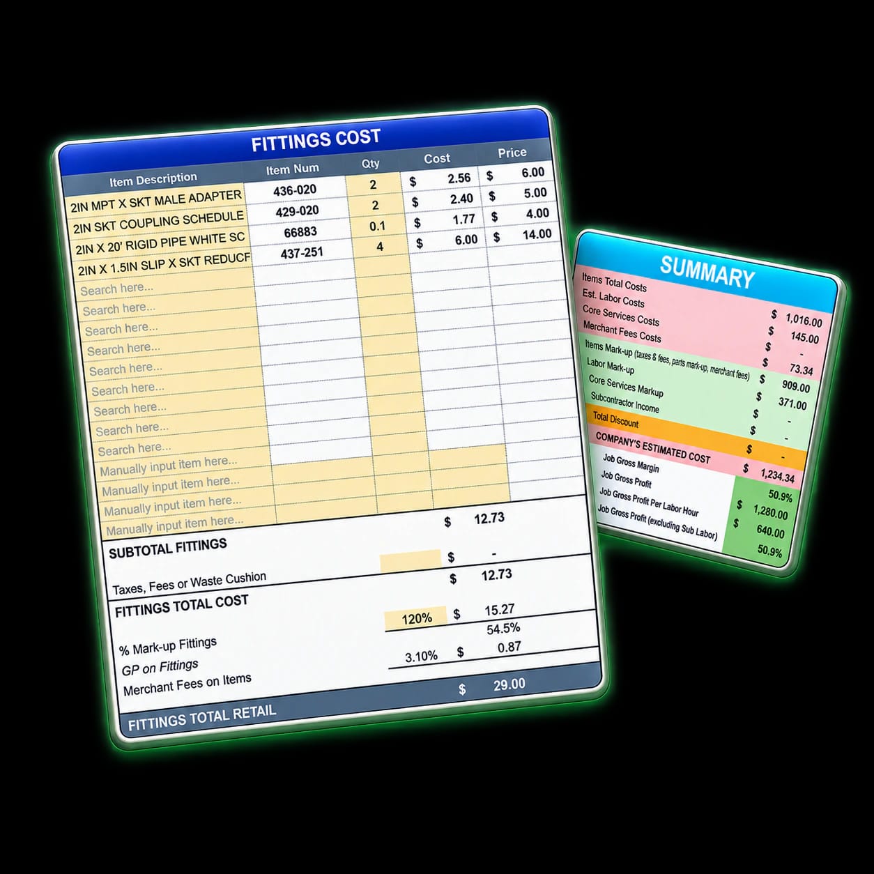 Install and Repair Pricing Calculator interface overview